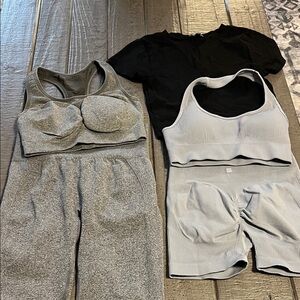 XXS Workout Outfits No Brand Tags 1 Legging 1 Shorts 2 Tops 1 T Shirt